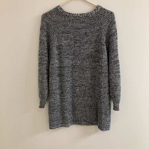 Express Tunic Sweater Womens Small Black White Marbled Cable Knit Oversized - Picture 6 of 7